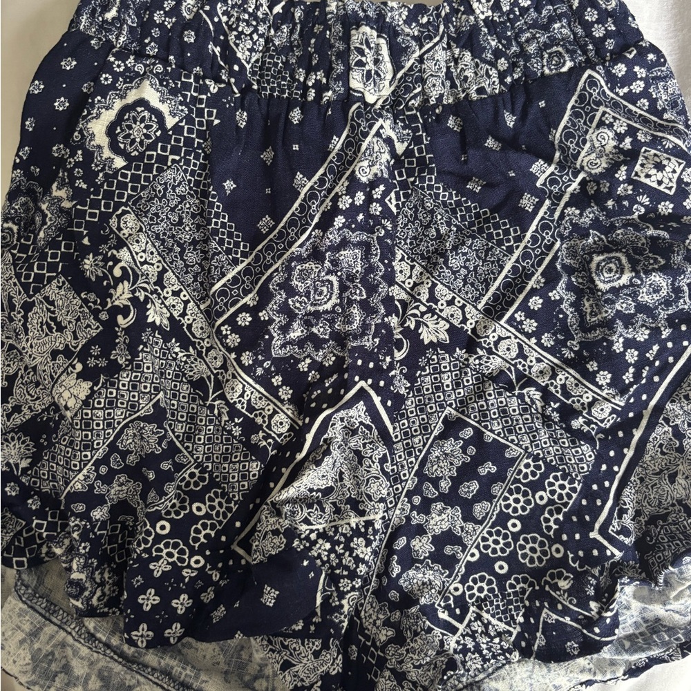Navy Blue Patterned Women's Shorts